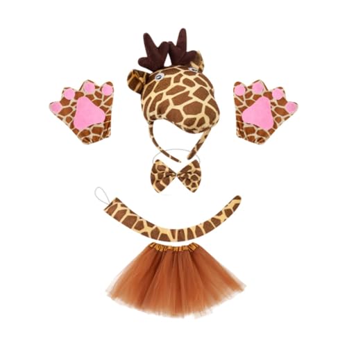 LOVIVER Giraffe Stirnband Tail Bine Gloves Kopfbedeckung Halloween Cosplay für Rollenspiele, mit Tutu von LOVIVER