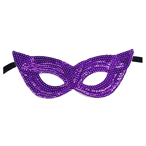 LOVIVER Glitzer-Maskerade-Maske, Cosplay-Kostüme, halbes Gesicht, Pailletten, Partymaske, Kostüm-Augenmaske für Abschlussball, Nachtclub, Bühnenshow, Violett von LOVIVER