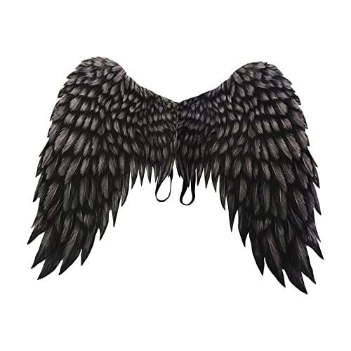 LOVIVER Große Engelsflügel für Erwachsene, dekorative Kostümflügel, Vliesstoff Bedruckt für Party, Halloween, Karneval, Fasching, für Männer und Frauen, Schwarz von LOVIVER