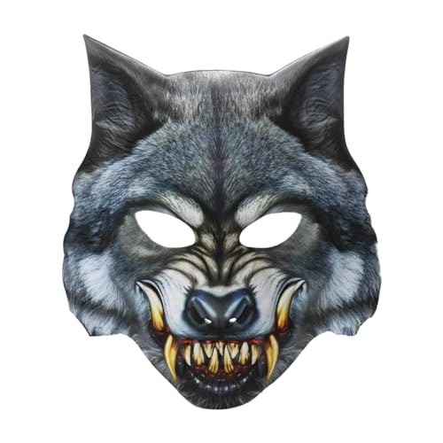 LOVIVER Gruseliges Wolfskostüm, gruselige Maske, realistische Wolfskopfmaske, Wolfs-Cosplay-Requisiten für Karneval, Kostümparty, Neuheitszubehör von LOVIVER