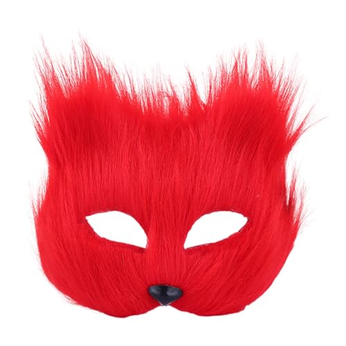 LOVIVER Halloween-Gesichtsmaske, halbes Gesicht, Tiermaske, Cosplay, Rollenspiel, Kostüm, Gesichtsbedeckung, halbe Gesichtsmaske für Karneval, Bühnenauftritt, Rot von LOVIVER