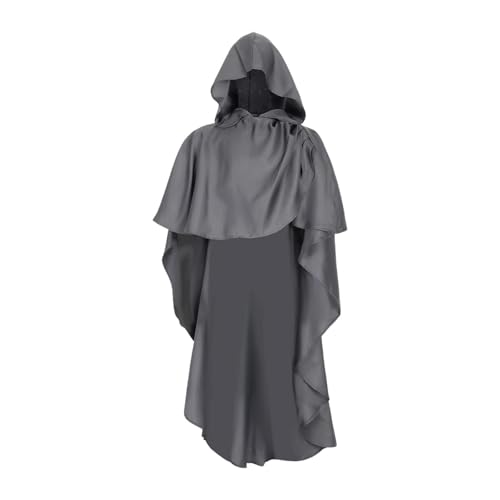 LOVIVER Halloween Umhang mit Kapuze Mittelalter Kostüm Cape für Auftritt Ostern Karneval, Grau LOVIVER Halloween Umhang mit Kapuze Mittelalter Kostüm Cape für Auftritt Ostern Karneval, Grau von LOVIVER