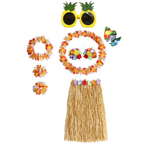 LOVIVER Hawaiianisches -Tänzer-Kostümset mit Grasrock und elastischem Stoff für festliche Verkleidungen, Rocklänge 60cm von LOVIVER