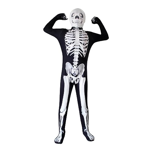 LOVIVER Kinder Halloween Skelett Kostüm Skelett Overall für Cosplay Dress up Knochen Overall Skelette Kostüm für Halloween Cosplay Anzug Kinder, 170 von LOVIVER