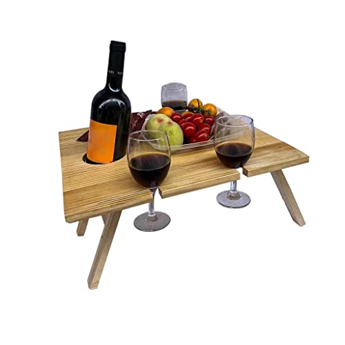 LOVIVER Klappbarer Picknicktisch aus Holz für den Außenbereich - Tragbarer Weintisch, Weinglasregal Mini zusammenklappbarer Tisch für den Außenbereich, 34x30x16cm von LOVIVER