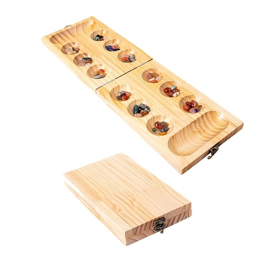 LOVIVER Klassisches Mancala-Brettspiel aus Holz, klassisch, ab 7 Jahren, faltbares Mancala-Brettspiel mit 50 Perlen, von LOVIVER