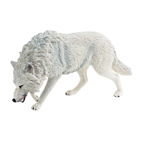 LOVIVER Kleine Wolfsskulptur, Kreatives Spielzeug für Kinder, Handgefertigte Dekoration, Weiß von LOVIVER