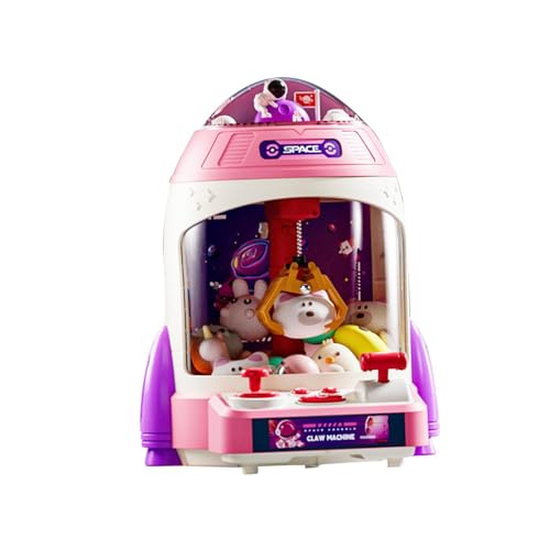 LOVIVER Kleiner Klauenautomat, Verkaufsspielzeug für Kinder mit Kapseln und Puppen, Rollenspiel-Grabber-Plüsch-Süßigkeitspreisspender für Mädchen, Rosa Puppe mit 10 Kapseln von LOVIVER