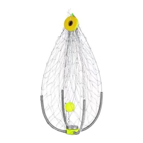 LOVIVER Krabbennetz, automatisches Öffnen und Schließen, Stahldraht, tragbar, zusammenklappbar, Krabben, Angelwerkzeug, für Flusskrebse, Garnelen, Kleine Masche, Ausgeklappt 50cm von LOVIVER