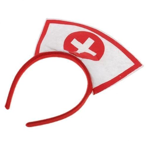LOVIVER Krankenschwester Arzt Stirnband Mädchen Frau Kostüm Junggesellinnenabschied, Rot-Weiss, 5 STK von LOVIVER