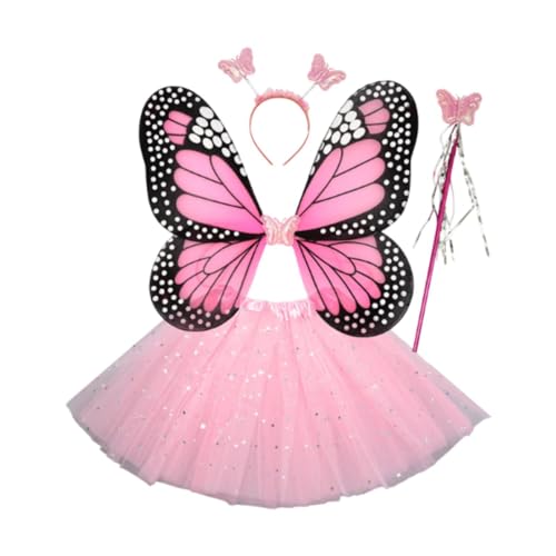 LOVIVER Mädchen Feen Kostüm Set für Kinder, Lustiger Schmetterlingsflügel für Urlaub, Party, Karneval, Paillettenrock LOVIVER Mädchen Feen Kostüm Set für Kinder, Lustiger Schmetterlingsflügel für Urlaub, Party, Karneval, Paillettenrock von LOVIVER