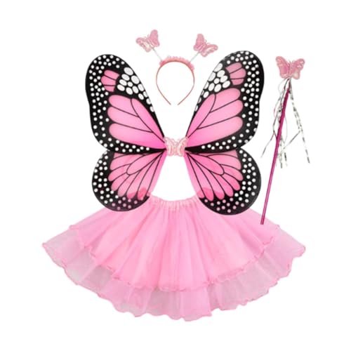 LOVIVER Mädchen Feen Kostüm Set für Kinder, Lustiger Schmetterlingsflügel für Urlaub, Party, Karneval, Rock mit Rüschensaum LOVIVER Mädchen Feen Kostüm Set für Kinder, Lustiger Schmetterlingsflügel für Urlaub, Party, Karneval, Rock mit Rüschensaum von LOVIVER