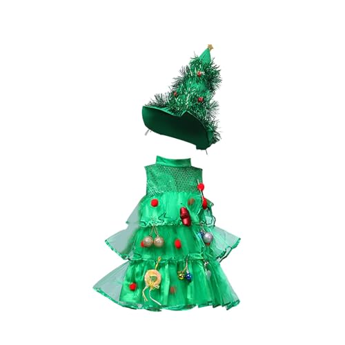 LOVIVER Mädchen-Weihnachtsbaum-Kostüm, Cosplay, Geschenke, Dekoration, Kleidung, Foto-Requisiten für Mottoparty, Neujahr, Weihnachten, Anzieh-Nacht-Event, 150cm von LOVIVER