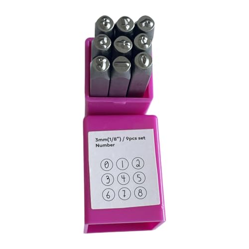 LOVIVER Metall -Stempel -Set 3mm, professionelles leichte robuste Portale -Stahlstempel für Schmuck für Lederschmuck Holz, Rosa Zahlen von LOVIVER