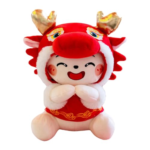 LOVIVER Neujahrs-Drachen-Spielzeug, Frühlingsfest-Puppe, rot, 2024 chinesisches Neujahrs-Drachen-Plüschpuppe für Hotel-Partyzubehör, Schlafzimmer, 36 cm von LOVIVER