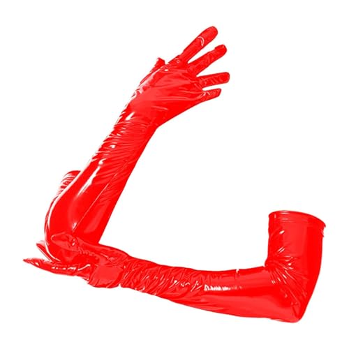 LOVIVER Patentlederhandschuhe Ellbogen Lange Handschuhe Vollfinger Anti -Slip -Kostüm -Accessoire für Frau für Cosplay -Party, Rot von LOVIVER