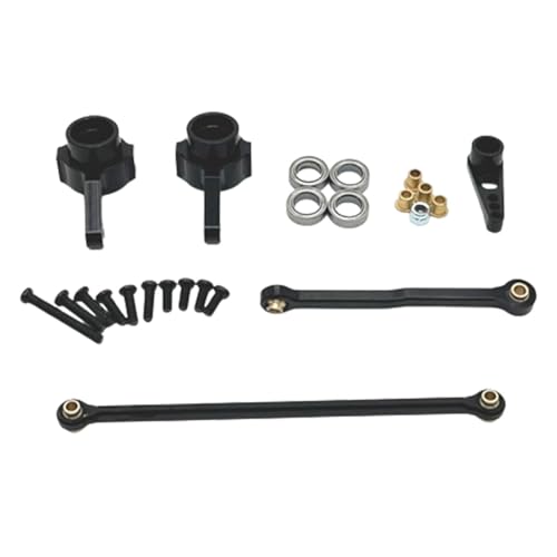 LOVIVER RC-Auto-Lenksatz, Lenkservo-Verbindungsgestänge aus Metall, Lenkbecherbaugruppe aus Metall für LC79 MN78 1/12 Crawler Truck, Schwarz von LOVIVER