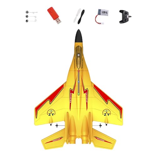 LOVIVER RC-Segelflugzeug, ferngesteuertes Eva-Flugzeug, Anti-Kollisions-Drohne mit LED-Leuchten, RC-Flugzeug für Anfänger-Geburtstagsgeschenke, Gelb von LOVIVER