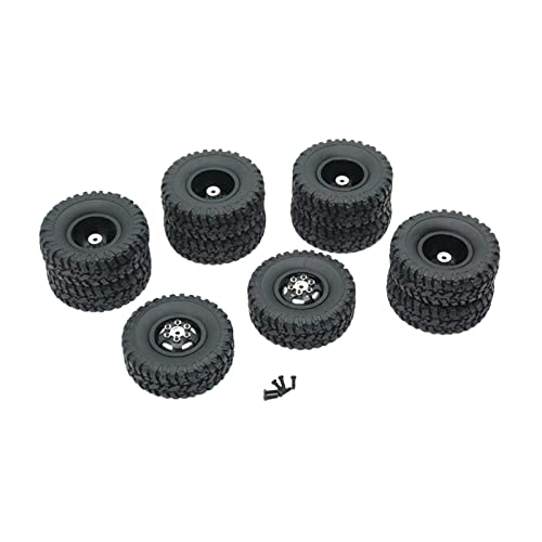 LOVIVER Radnabenfelgen mit 10 Stück Gummireifen für 1/16 WPL B16 B36 ferngesteuerte LKW-Autoteile, Schwarz von LOVIVER