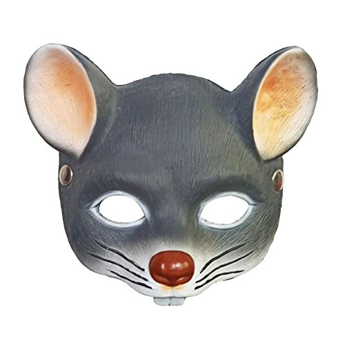 LOVIVER Ratte Tiermaske Kostüm Cosplay Tiermaske Maskerade 3D Maus Halbgesichtsmaske für Bühnenauftritte, Filmthema, Karneval, Club, Erwachsene Kinder, Tief grau von LOVIVER