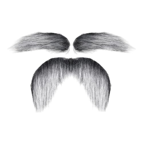 LOVIVER Schnurrbart Augenbrauen Kostümzubehör Frauen Männer DIY Make -up für Leistung, Grau-weiß von LOVIVER