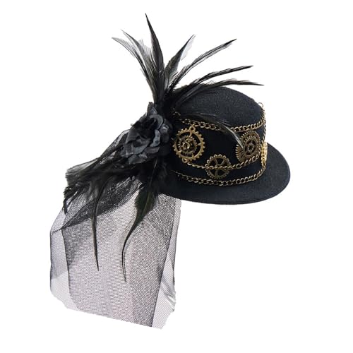 LOVIVER Steampunk Top Hat Gothic Dress Up Hair Clip für Bühnenperformance Cosplay Party, Schwarz von LOVIVER