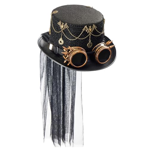 LOVIVER Steampunk-Zylinder-Kopfbedeckung für Mottopartys, Rollenspiele, Bühnenauftritte, Schwarz von LOVIVER