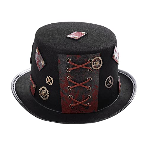 LOVIVER Steampunk Zylinder mit Cosplay Hut, 29 x 25 x 12 cm Kopfbedeckung für die meisten und Frauen, Unisex, schwarz, zum von LOVIVER