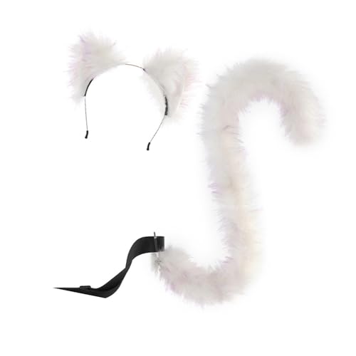 LOVIVER -Stirnband und Schwanz-Katzenkostüm-Set für Bühnenauftritte, Partys, Halloween, Color A von LOVIVER