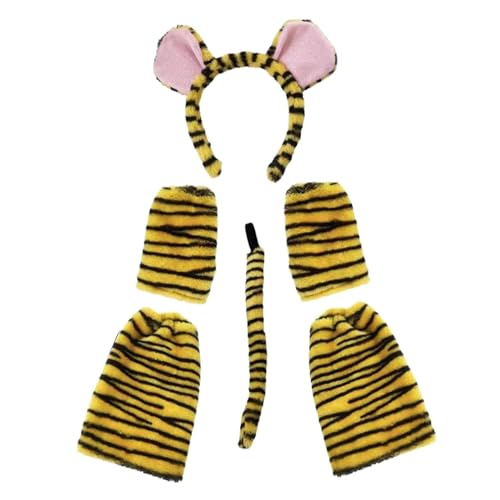 LOVIVER Tierohren und Schwanz-Set, Stirnband, Verkleidung für Kindergeburtstag, Maskerade, Gelber schwarzer Tiger LOVIVER Tierohren und Schwanz-Set, Stirnband, Verkleidung für Kindergeburtstag, Maskerade, Gelber schwarzer Tiger von LOVIVER