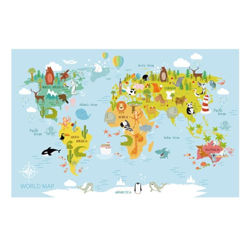 LOVIVER Wandaufkleber mit Tierweltkarte, Wandkunst, Cartoon-Tier-Sehenswürdigkeiten, PVC, abnehmbare Tapete für Jungen und Mädchen, Zuhause, Wohnzimmer LOVIVER Wandaufkleber mit Tierweltkarte, Wandkunst, Cartoon-Tier-Sehenswürdigkeiten, PVC, abnehmbare Tapete für Jungen und Mädchen, Zuhause, Wohnzimmer von LOVIVER