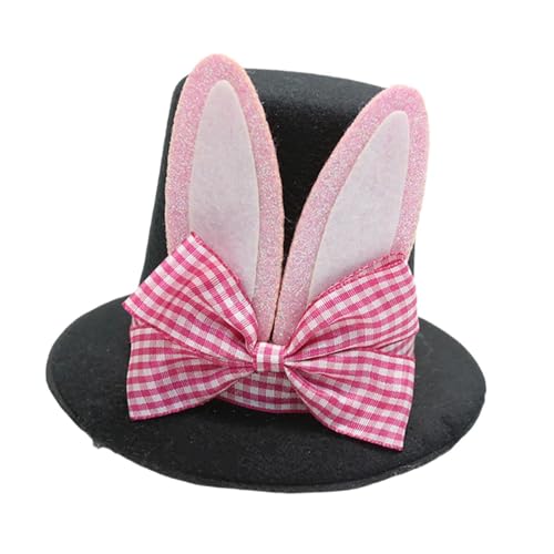 LOVIVER Zylinderhut Haarspange Kostüm Ostern Kostüm Zubehör für Feiertage Karneval, Rosa Und Weiße Schleife von LOVIVER