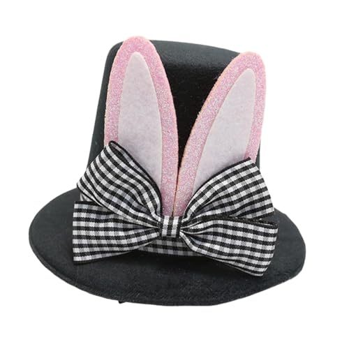 LOVIVER Zylinderhut Haarspange Kostüm Ostern Kostüm Zubehör für Feiertage Karneval, Schwarze Und Weiße Schleife von LOVIVER