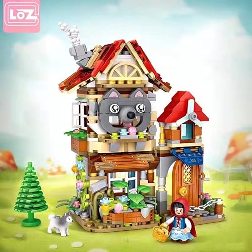 LOZ 1225 Building Blocks Educational Toy Architecture Model Forest Cabin with Little Red Riding Hood Dog and Tree Houses Model Building von LOZ