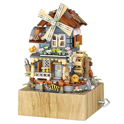 LOZ Mechanische Windmühle Spieluhr Klemmbausteinmodell 1239, Baustein Set bestehend aus 799 Teilen - Spielzeug für Erwachsene und Kinder von LOZ