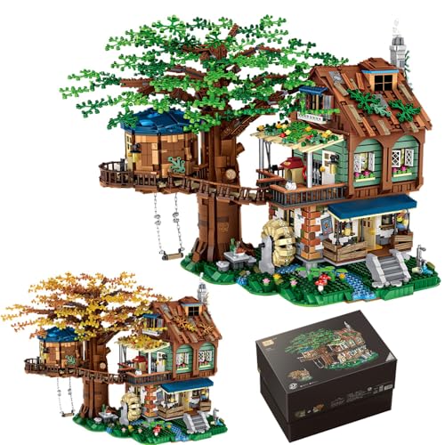 LOZ Mini Blocks 1033 Baumhaus Bausteine Haus Bausatz Set, 4761 Klemmbausteine Großes Treehouse Holzhütte Modulares Haus Modellbausatz, Spielzeug für Kinder und Erwachsene von LOZ