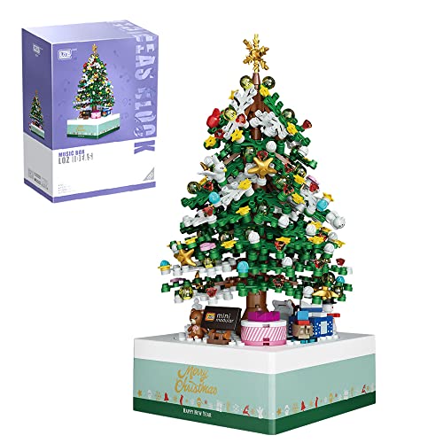 LOZ Mini Blocks 1237 Weihnachten Spieluhr Bausteine Bausatz, 506 Klemmbausteine Drehbare Weihnachtsbaum Modellbausatz, Weihnachten Geschenke Spielzeug für Erwachsene und Kinder von LOZ