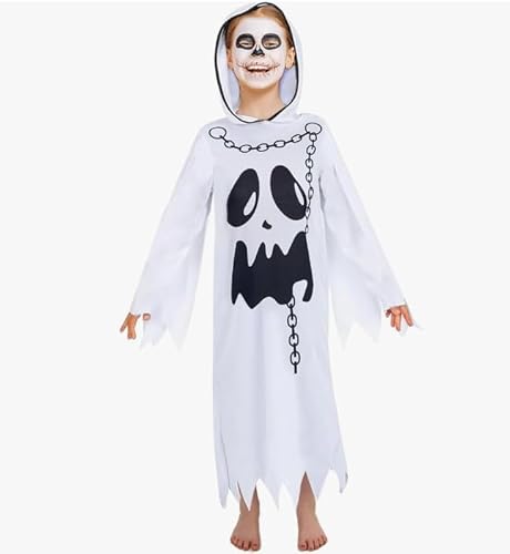 LPAOIS Kids Ghost Costume for Girls Boys Baby Toddlers Halloween Kids Ghost Costume White with Hood von LPAOIS