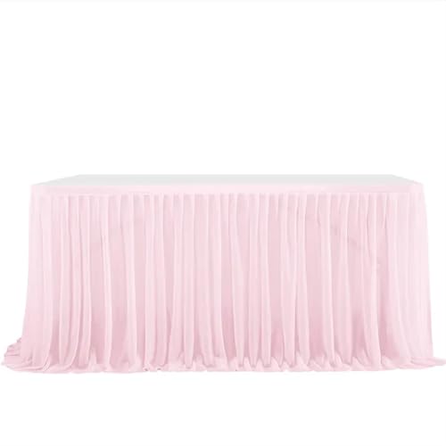 LPATEBCVU Tischrock Party Tisch Rock Geburtstag Plissee Dessert Tischdecke Abdeckung Hochzeit Festliche Tisch Sockel Home Tisch Dekor(Light pink,6FT 77x183cm) von LPATEBCVU