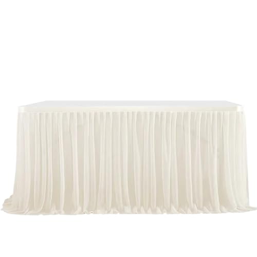 LPATEBCVU Tischrock Party Tisch Rock Geburtstag Plissee Dessert Tischdecke Abdeckung Hochzeit Festliche Tisch Sockel Home Tisch Dekor(White1,6FT 77x183cm) von LPATEBCVU