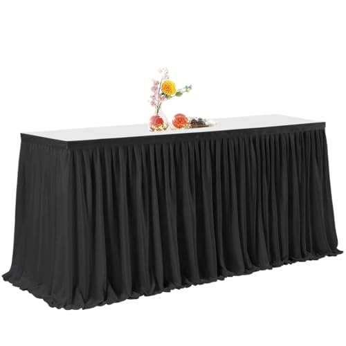 LPATEBCVU Tischrock Party Tisch Rock Geburtstag Plissee Dessert Tischdecke Abdeckung Hochzeit Tisch Rock Hotel Display Geschenk EsstischDekor(Black,6FT 78X183CM) von LPATEBCVU