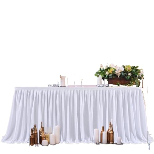 LPATEBCVU Tischrock Party Tisch Rock Geburtstag Plissee Dessert Tischdecke Abdeckung Hochzeit Tisch Rock Hotel Display Geschenk EsstischDekor(White,4FT 78X122CM) von LPATEBCVU