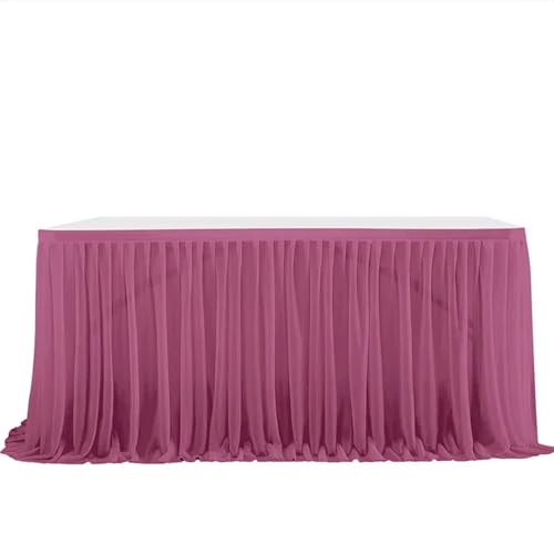 LPATEBCVU Tischrock Party Tisch Rock Geburtstag Plissee Dessert Tischdecke Abdeckung Hochzeit Tisch Sockel Home Tisch Dekor(Dirty pink,12FT L4.26mXH0.75m) von LPATEBCVU