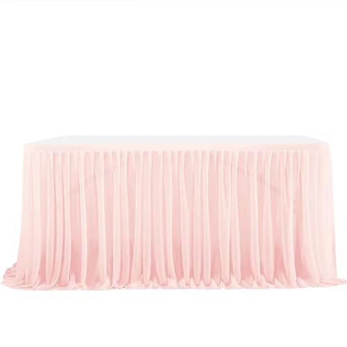 LPATEBCVU Tischrock Party Tisch Rock Geburtstag Plissee Dessert Tischdecke Abdeckung Hochzeit Tisch Sockel Home Tisch Dekor(Light Pink,12FT L4.26mXH0.75m) von LPATEBCVU