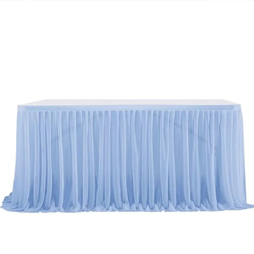 LPATEBCVU Tischrock Party Tisch Rock Geburtstag Plissee Dessert Tischdecke Abdeckung Hochzeit Tisch Sockel Home Tisch Dekor(Sky Blue,9FT L2.75mXH0.75m) von LPATEBCVU