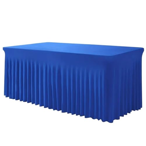 LPATEBCVU Tischrock Rechteckige Tischröcke, Tischdecken aus Polyester, Schwarze Tischdecke for 6-Fuß-Tische mit Rock, Tischdecke aus Spandex(Blue) von LPATEBCVU