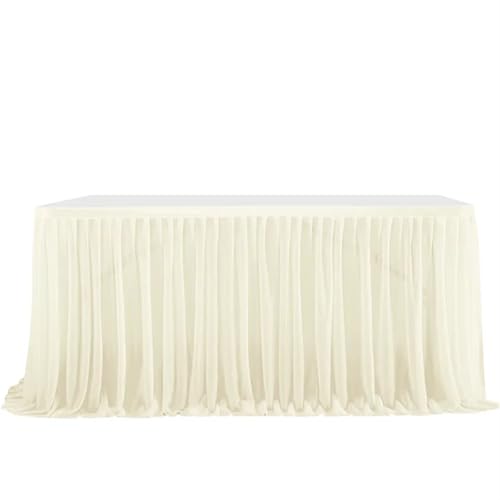 LPATEBCVU Tischrock Semi-Sheer Chiffon Tisch Rock Geburtstag Party Tisch Einstellung Esszimmer Hochzeit Bankette Decor(Light Yellow,4FT(L1.22m H0.75m)) von LPATEBCVU