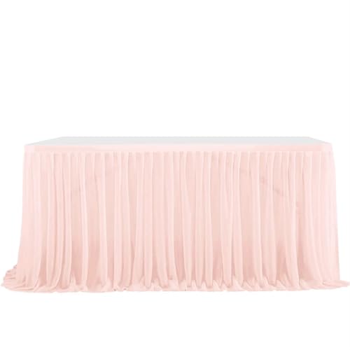 LPATEBCVU Tischrock Semi-Sheer Chiffon Tisch Rock Geburtstag Party Tisch Einstellung Esszimmer Hochzeit Bankette Decor(Light pink,6FT(L1.83m H0.75m)) von LPATEBCVU
