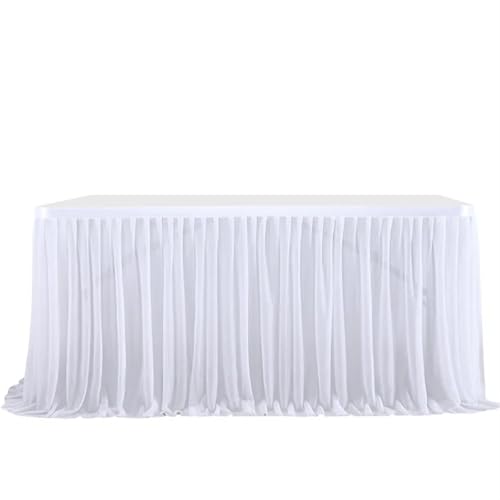 LPATEBCVU Tischrock Semi-Sheer Chiffon Tisch Rock Geburtstag Party Tisch Einstellung Esszimmer Hochzeit Bankette Decor(White,4FT(L1.22m H0.75m)) von LPATEBCVU