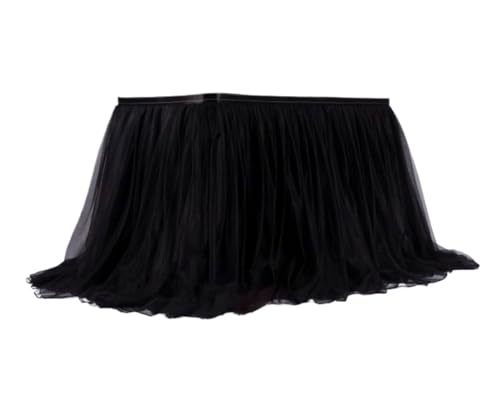 LPATEBCVU Tischrock Tischrock Hochzeitsfeier Tutu Tüll Geschirr Tuch Geburtstagsfeier Wohnkultur Party Dekoration Tischrock(Black,302X79cm-10ft) von LPATEBCVU